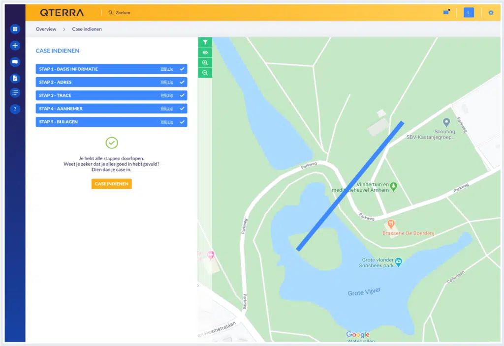 Aanvraag indienen in de Qterra app